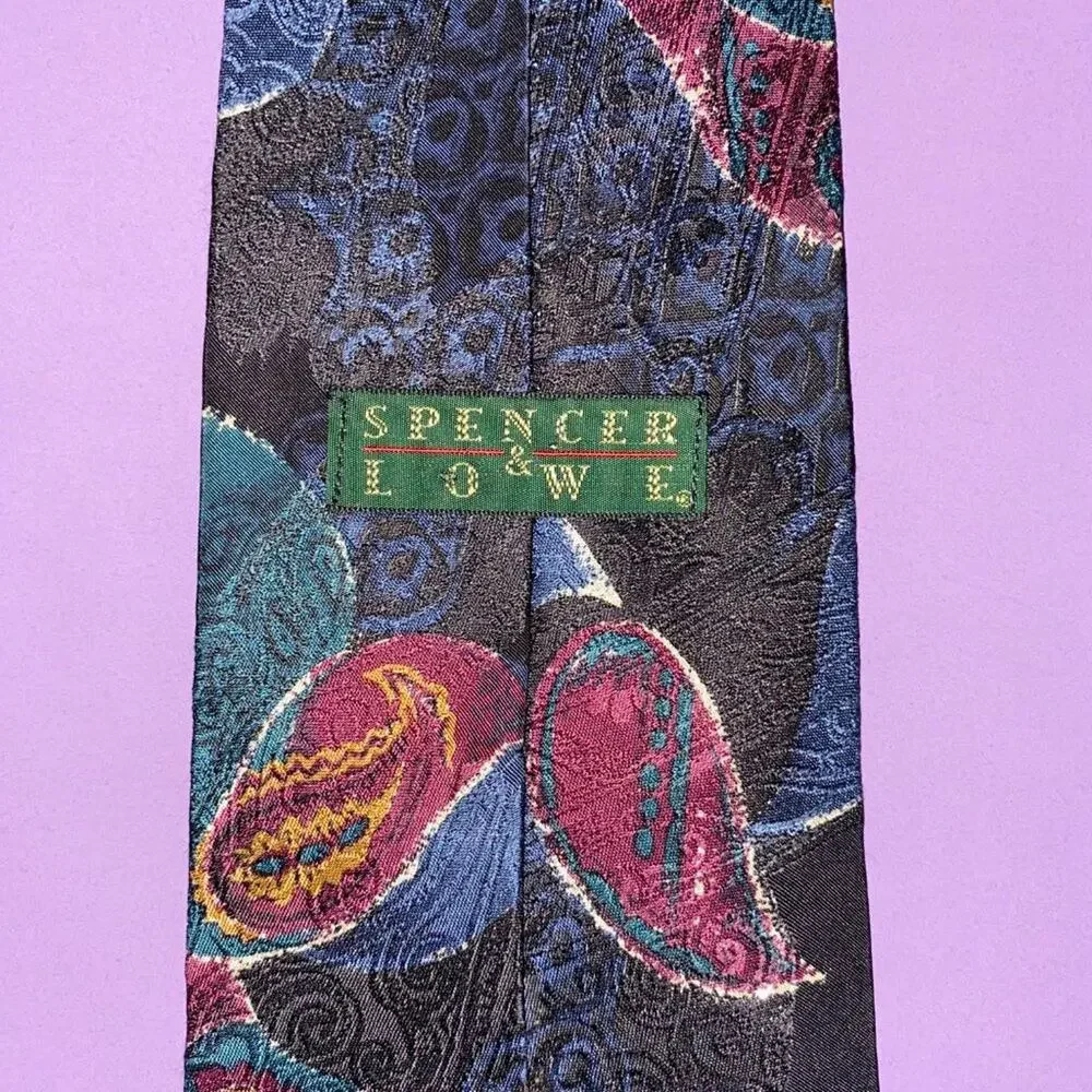 SPENCER & LOWE Men's 100% Imported Silk Neck Tie Paisley Print